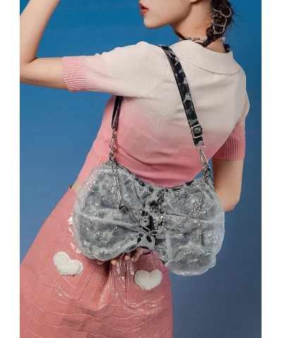 Women Armpit Bag Creative Mesh Bowknot Shoulder Bag Chain Underarm Bag Handbag Purse Black $24.29 Shoulder Bags