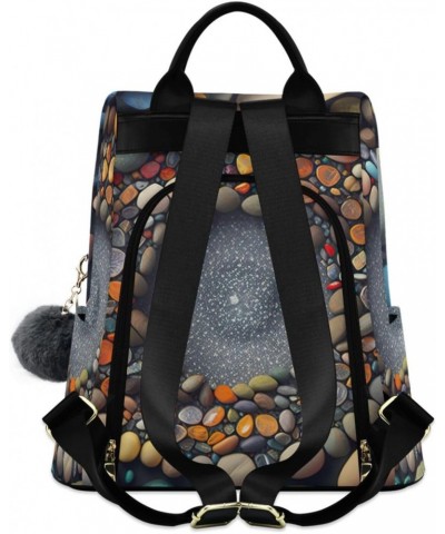 Colorful Pebbles Backpack for Women, Fashion Anti Theft Casual Daypack Shoulder Bag Purse for Travel Work 15 inches $18.45 Ba...