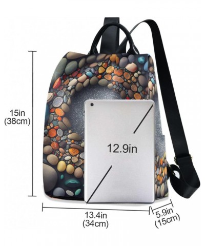 Colorful Pebbles Backpack for Women, Fashion Anti Theft Casual Daypack Shoulder Bag Purse for Travel Work 15 inches $18.45 Ba...