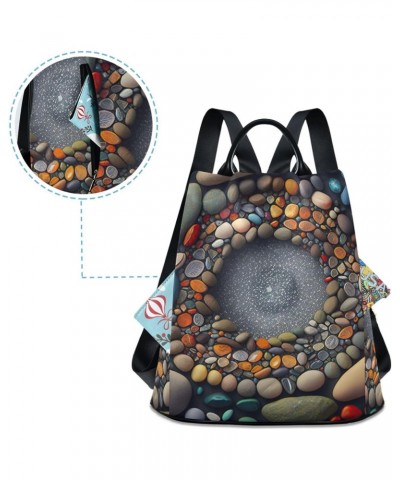 Colorful Pebbles Backpack for Women, Fashion Anti Theft Casual Daypack Shoulder Bag Purse for Travel Work 15 inches $18.45 Ba...