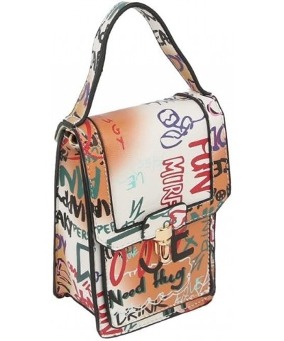 Graffiti Print Top Flap Crossbody Bag Cell Phone Purse, Multicolored $11.87 Crossbody Bags