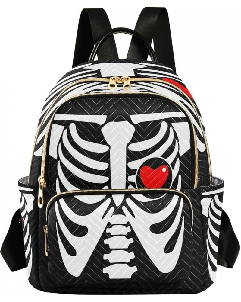 Backpack Purse for Women Skeleton Chest Bone, Mini Fashion Backpack Valentine's Day Lightweight Casual Daypack Shoulder Bag T...