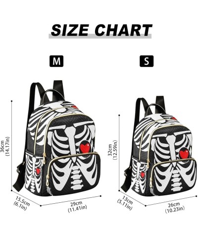 Backpack Purse for Women Skeleton Chest Bone, Mini Fashion Backpack Valentine's Day Lightweight Casual Daypack Shoulder Bag T...