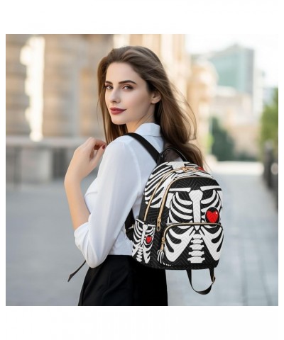 Backpack Purse for Women Skeleton Chest Bone, Mini Fashion Backpack Valentine's Day Lightweight Casual Daypack Shoulder Bag T...