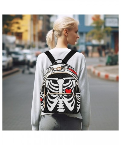 Backpack Purse for Women Skeleton Chest Bone, Mini Fashion Backpack Valentine's Day Lightweight Casual Daypack Shoulder Bag T...