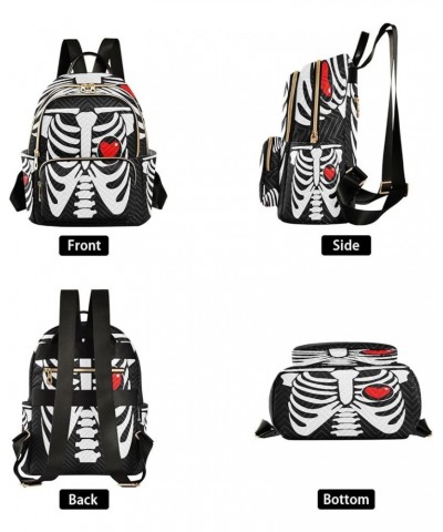 Backpack Purse for Women Skeleton Chest Bone, Mini Fashion Backpack Valentine's Day Lightweight Casual Daypack Shoulder Bag T...