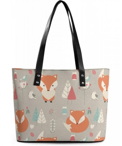 Womens Handbag Fox Leather Tote Bag Top Handle Satchel Bags For Lady $18.54 Totes