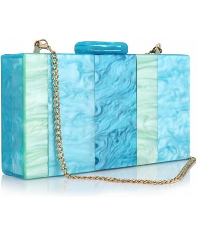 Acrylic Purses Handbags for Women Splicing Elegant Banquet Evening Crossbody Handbag Box Clutch for Weddings Party Prom Blue ...