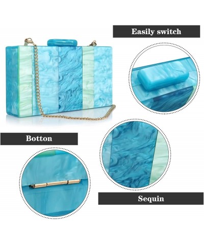 Acrylic Purses Handbags for Women Splicing Elegant Banquet Evening Crossbody Handbag Box Clutch for Weddings Party Prom Blue ...