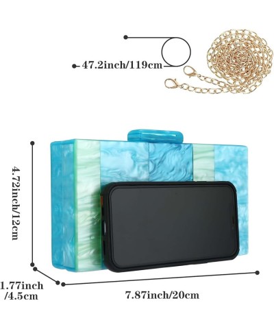 Acrylic Purses Handbags for Women Splicing Elegant Banquet Evening Crossbody Handbag Box Clutch for Weddings Party Prom Blue ...