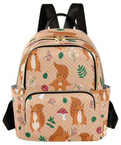 Cute Red Squirrel Seamless Women Backpack Purse Ladies Fashion Shoulder Bag Daypack Travel Bag 10L Medium $16.10 Backpacks