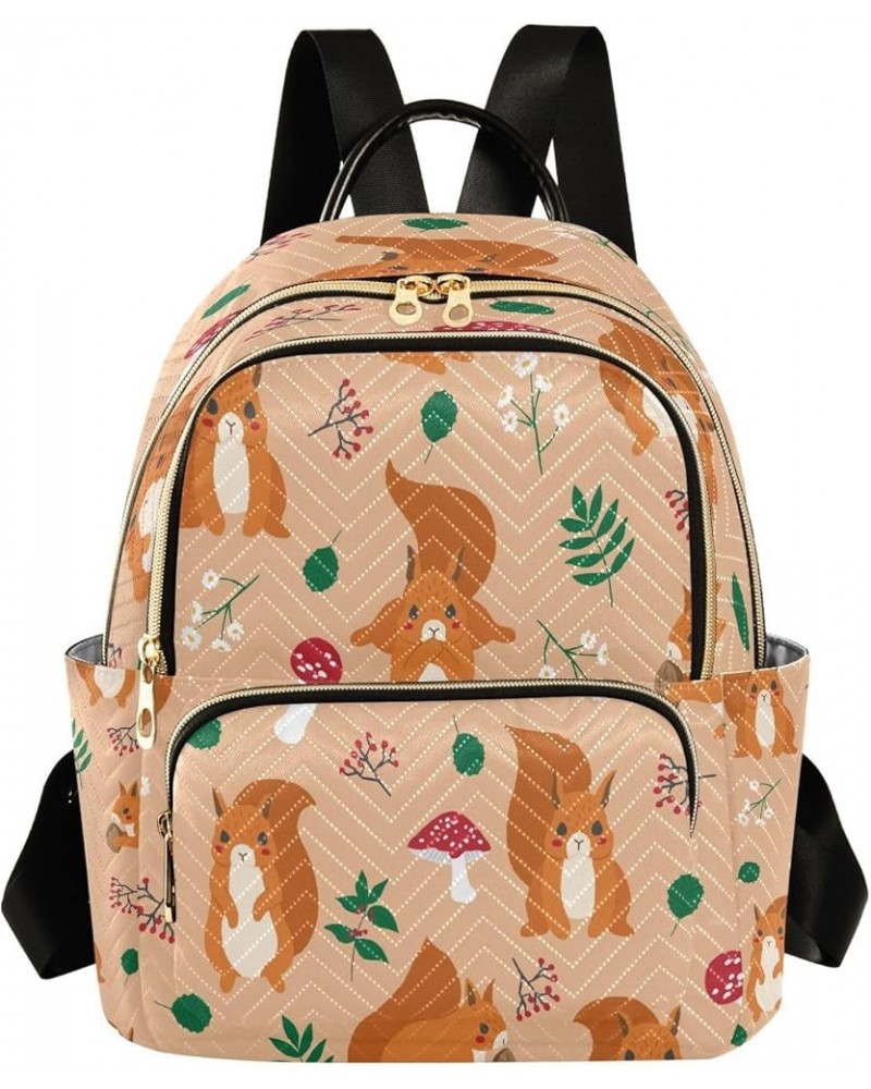 Cute Red Squirrel Seamless Women Backpack Purse Ladies Fashion Shoulder Bag Daypack Travel Bag 10L Medium $16.10 Backpacks