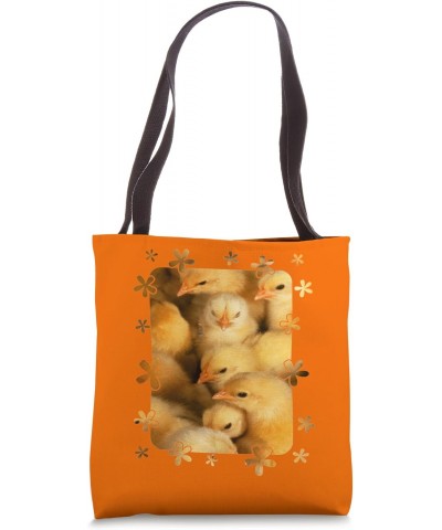 Clutch of Cute Yellow Fluffy Chicks With Decorative Border Tote Bag $13.86 Totes