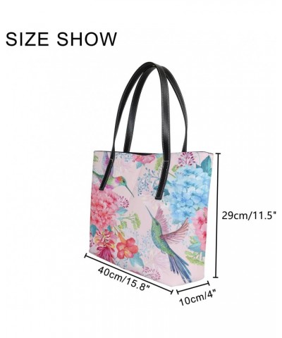 Shoulder Bag Tote Bags for Women Tropical Flowers Hummingbirds Leather Shopper Work Handbags Large Casual Bag $23.91 Totes