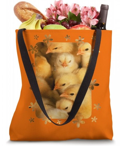 Clutch of Cute Yellow Fluffy Chicks With Decorative Border Tote Bag $13.86 Totes