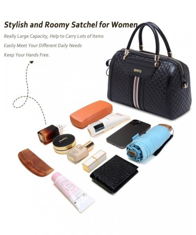 Leather Satchel Bags Shoulder Purse: Trendy Top Handle Bags for Women - Elegant Handbags Barrel Purse Black $34.65 Satchels