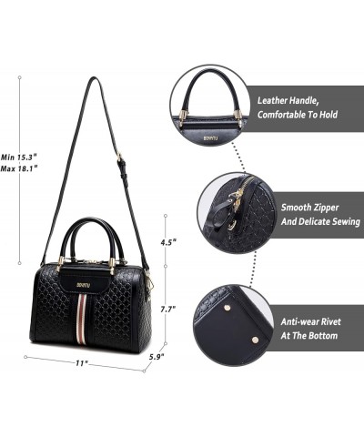 Leather Satchel Bags Shoulder Purse: Trendy Top Handle Bags for Women - Elegant Handbags Barrel Purse Black $34.65 Satchels