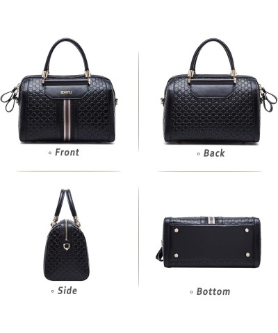 Leather Satchel Bags Shoulder Purse: Trendy Top Handle Bags for Women - Elegant Handbags Barrel Purse Black $34.65 Satchels