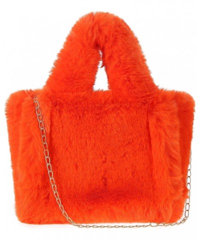 Tote Bag large Shoulder Bag Fleece Faux Fur Hobo Tote Bag Handbag Retro Bag Solid Color Big Purse Small Orange $15.39 Totes