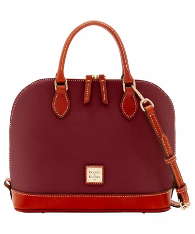 Handbag, Pebble Grain Zip Zip Satchel - Bordeaux $113.95 Satchels