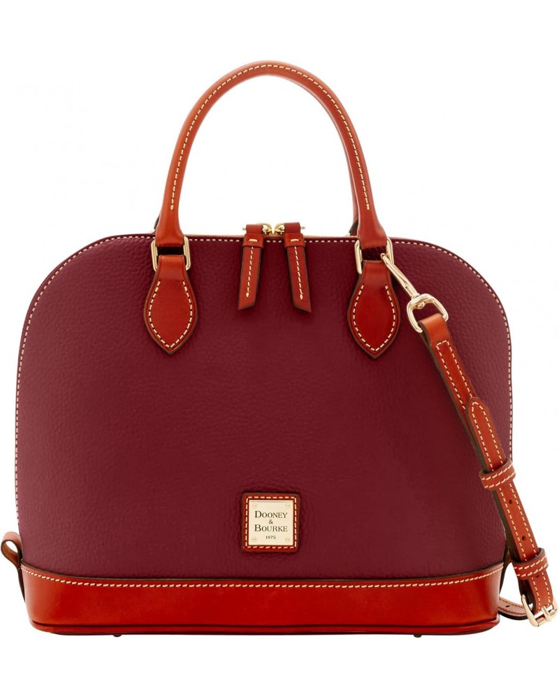 Handbag, Pebble Grain Zip Zip Satchel - Bordeaux $113.95 Satchels