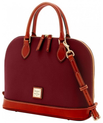 Handbag, Pebble Grain Zip Zip Satchel - Bordeaux $113.95 Satchels