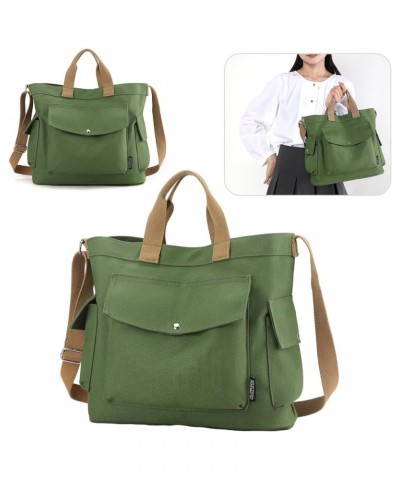 Women Canvas Tote Bag with Zipper, Multi-Pocket Canvas Crossbody Bag Adjustable Strap Canvas Satchel Hobo Bag Green $16.06 Totes