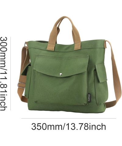 Women Canvas Tote Bag with Zipper, Multi-Pocket Canvas Crossbody Bag Adjustable Strap Canvas Satchel Hobo Bag Green $16.06 Totes