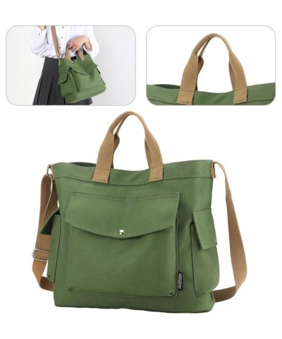 Women Canvas Tote Bag with Zipper, Multi-Pocket Canvas Crossbody Bag Adjustable Strap Canvas Satchel Hobo Bag Green $16.06 Totes