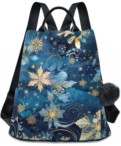 Little Sloth Hangs on Branch Women Backpack Purse Anti Theft Back Zipper Design Travel Bag Christmas Snowflake Blue $16.55 Ba...