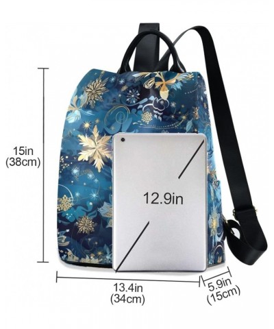 Little Sloth Hangs on Branch Women Backpack Purse Anti Theft Back Zipper Design Travel Bag Christmas Snowflake Blue $16.55 Ba...