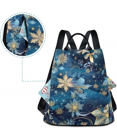 Little Sloth Hangs on Branch Women Backpack Purse Anti Theft Back Zipper Design Travel Bag Christmas Snowflake Blue $16.55 Ba...