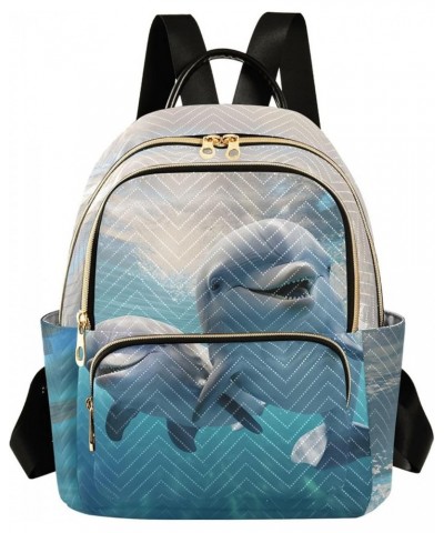 White Pure Dolphin Fashion Travel Backpack for Women Multi Pockets Lightweight Purse for Women-M Multicolor Small $18.89 Back...