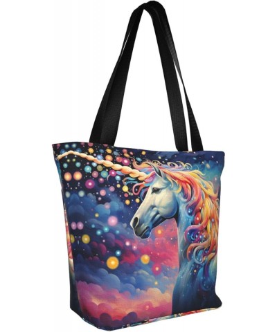 Cute Unicorn Classic Printed Design,Large-Capacity Lightweight Quilted Handbag,Suitable For Shopping,Fitness,Fashionable And ...