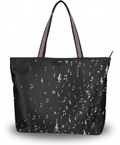 Women Tote Shoulder Bag Musical Notes Clefs Handbag $16.20 Totes