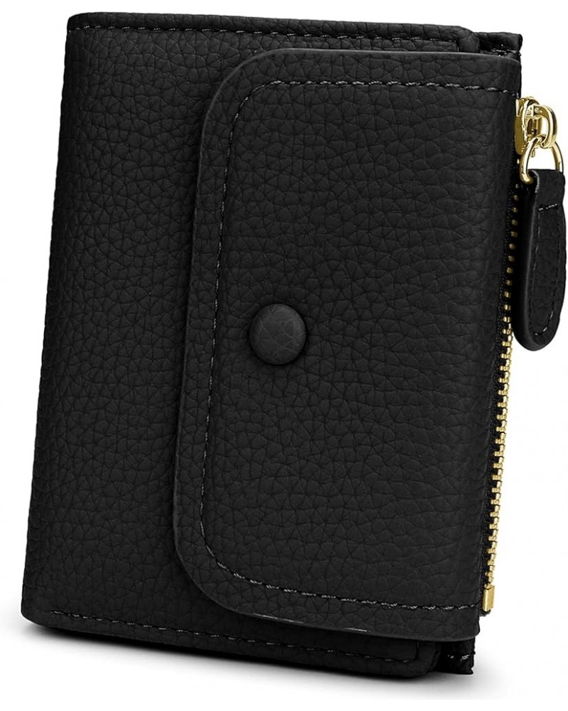 Small Womens Wallet Bifold Slim Coin Purse Zipper ID Card Holder Mini ada-black $7.94 Wallets