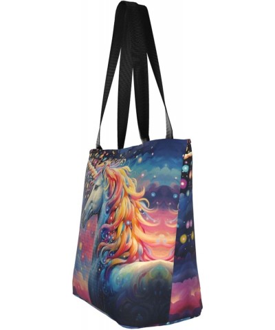 Cute Unicorn Classic Printed Design,Large-Capacity Lightweight Quilted Handbag,Suitable For Shopping,Fitness,Fashionable And ...