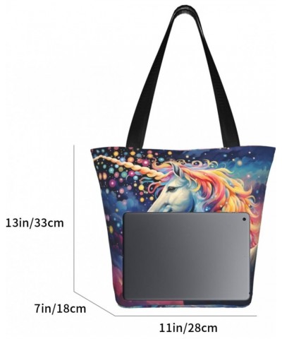 Cute Unicorn Classic Printed Design,Large-Capacity Lightweight Quilted Handbag,Suitable For Shopping,Fitness,Fashionable And ...