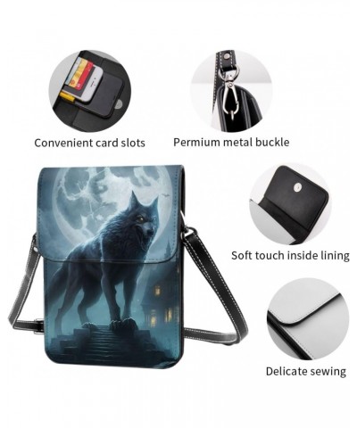 Full Moon Werewolf night Dark Leather Small Crossbody Bags for Women Cell Phone Bag Wallet Purses with Adjustable Strap $19.8...