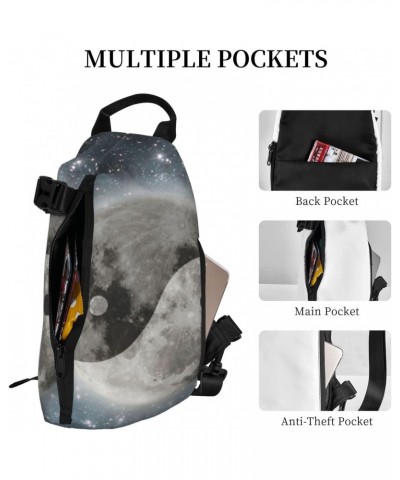 Crossbody Sling Backpack Moon-Yin-Yang-Galaxy Travel Hiking Chest Daypack One Strap Shoulder Bag $19.63 Crossbody Bags