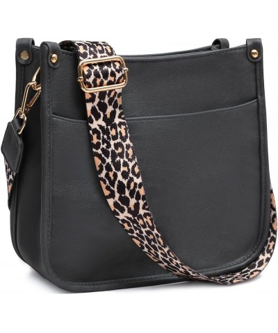 Women's Crossbody Shoulder Bag with Leopard Guitar Strap,Vegan Faux Leather Purse Handbag Bucket Tote Bag Dark Grey $20.90 Cr...