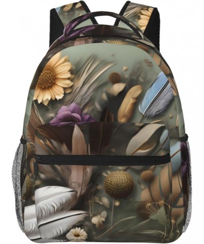 Feather Flower Stylish And Lightweight Backpack,Comfortable To Carry,Multi-Pocket Design,23l Capacity,Easily Meet Your Daily ...