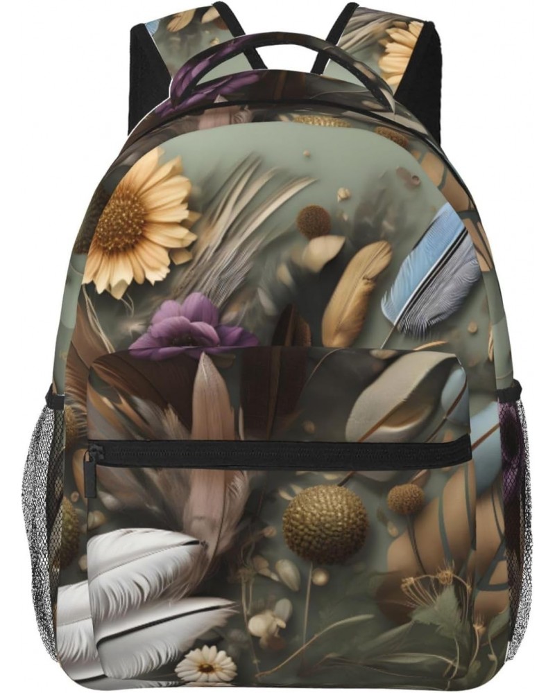 Feather Flower Stylish And Lightweight Backpack,Comfortable To Carry,Multi-Pocket Design,23l Capacity,Easily Meet Your Daily ...