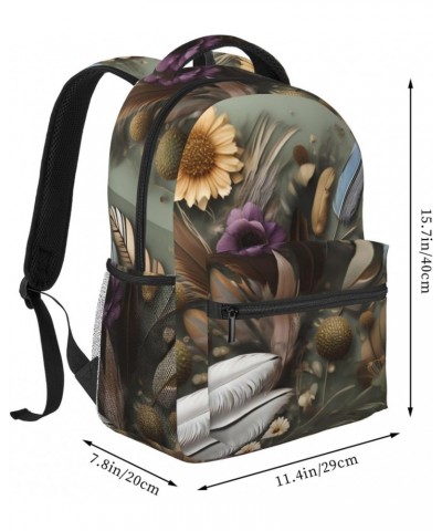 Feather Flower Stylish And Lightweight Backpack,Comfortable To Carry,Multi-Pocket Design,23l Capacity,Easily Meet Your Daily ...