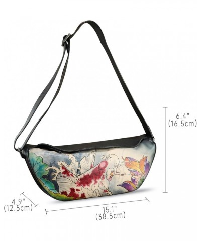 Genuine Leather Crossbody Bag Hand Painted Sling Backpack Retro Handmade Shoulder Daypack Purse Satchel Pattern5 $58.24 Cross...