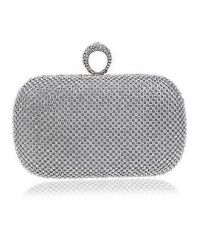 Rhinestone Evening Clutch Silver $22.39 Evening Bags