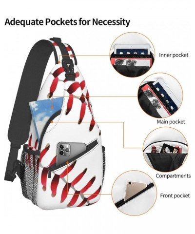 Men and Women Sling Bag Chest Daypack, Compatible with American Red Line White Baseball Shoulder Backpack Crossbody for Hikin...