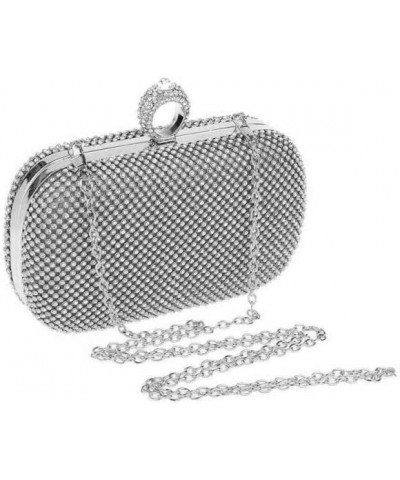 Rhinestone Evening Clutch Silver $22.39 Evening Bags