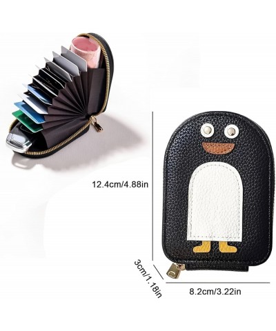 Cute Penguins PU Credit Card Coin Wallet, Creative Cartoon Penguin Accordion Card Wallet, PU Credit Card Holder Cartoon Pengu...