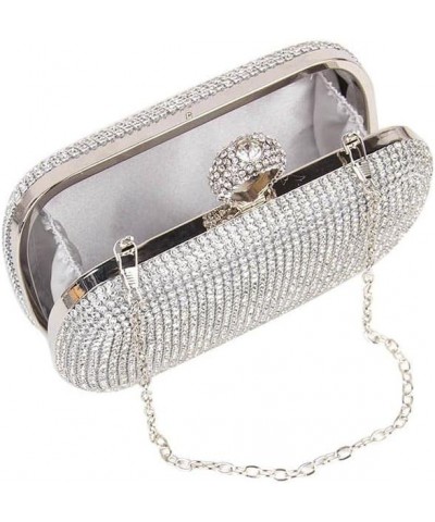 Rhinestone Evening Clutch Silver $22.39 Evening Bags